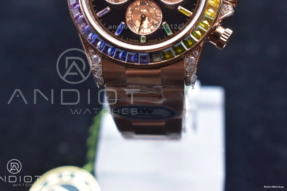 428 Best Crystal RG A Daytona Edition TWF on Black YG Bracelet Rainbow 116595RBOW Classic Dial 0419